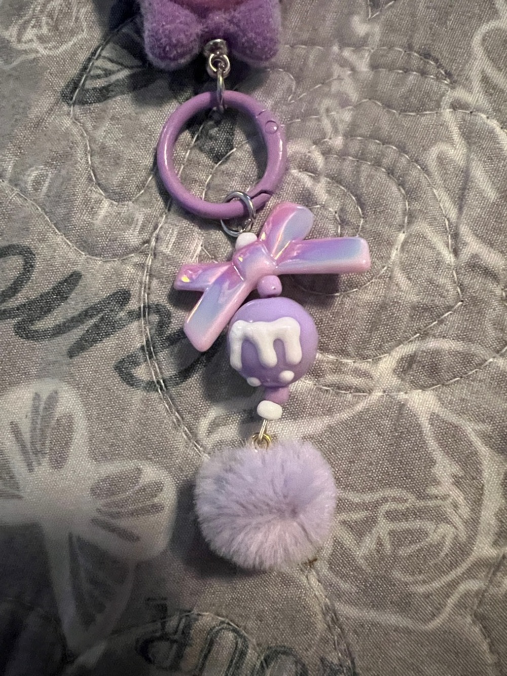 Baby Three Flocked Keychain Purple - Picture 5 of 6